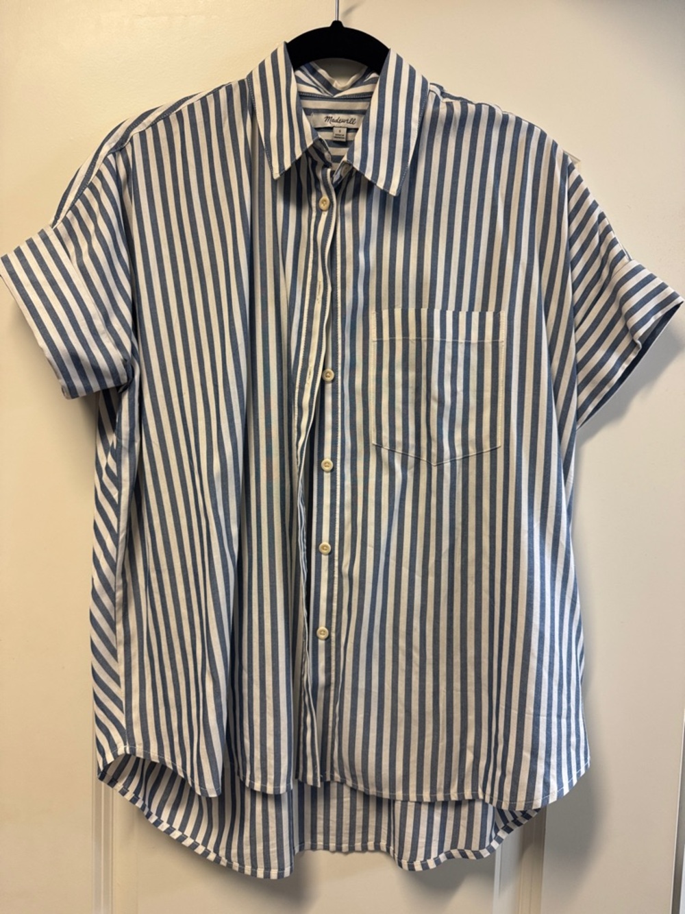 Madewell Blue & White Striped Short-Sleeve Shirt